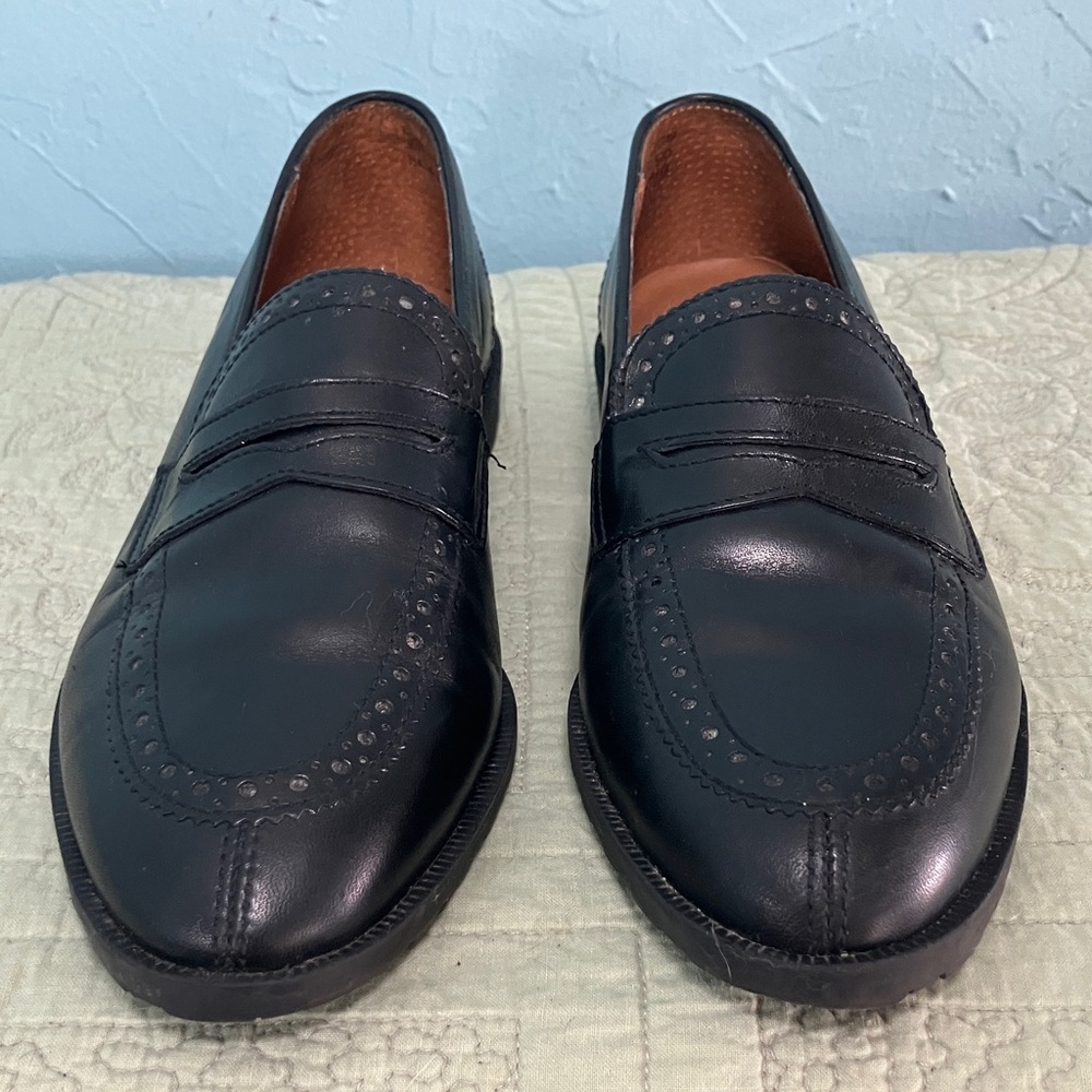 Etienne Aigner Black Leather Penny Loafers “Mallory” Women’s Size 7M - Picture 2 of 15
